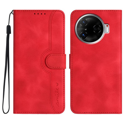 YX0030 For TECNO Camon 30 4G / 5G Case Leather Phone Cover Wallet Stand Design - Red