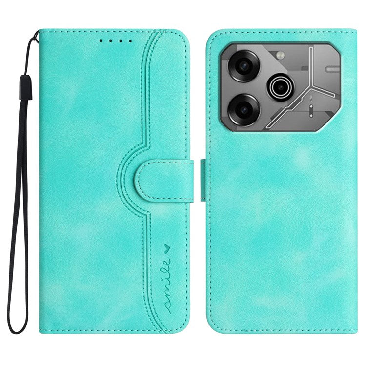 YX0030 For TECNO Pova 6 5G / Pova 6 Pro 5G Case Leather Phone Cover Smile Letter - Baby Blue