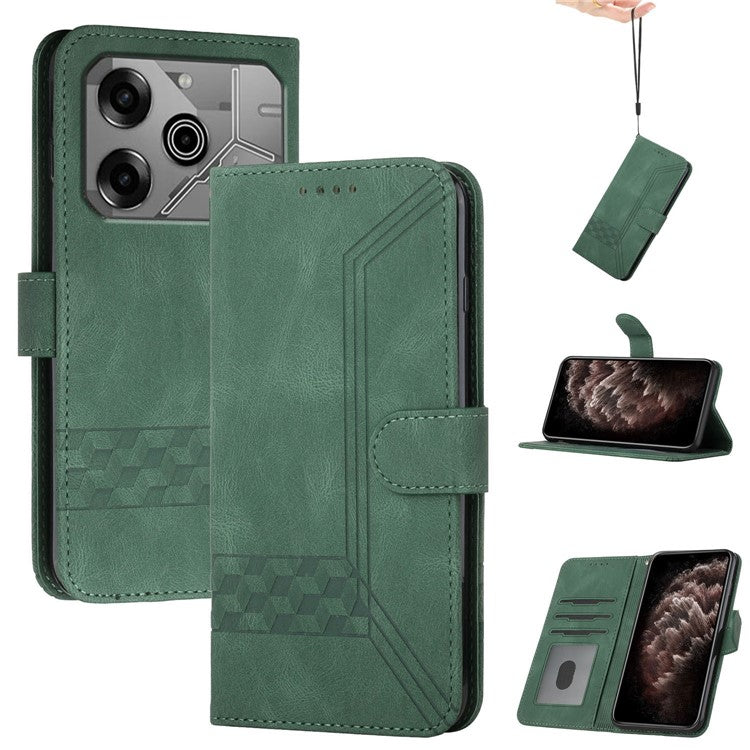 YX0010 Series for TECNO Pova 6 5G / Pova 6 Pro 5G Case PU Leather Skin Feeling Phone Cover - Blackish Green