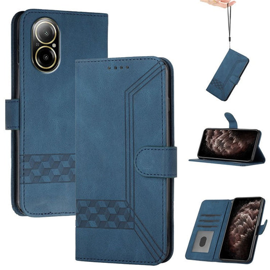 YX0010 Series for Realme C67 4G Case with Wrist Strap Leather Phone Cover - Sapphire