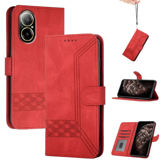 YX0010 Series for Realme C67 4G Case with Wrist Strap Leather Phone Cover - Red