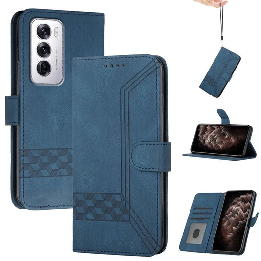 YX0010 Series for Oppo Reno12 5G (Global) / Reno12 Pro 5G (Global) Leather Phone Case Skin Touch Feel - Sapphire