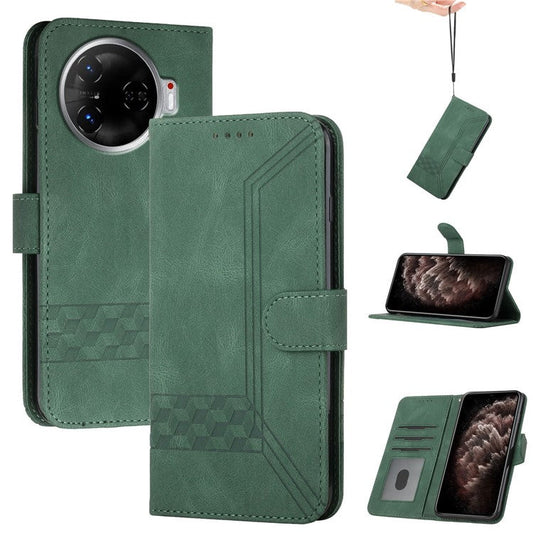 YX0010 Series for TECNO Camon 30 4G / 5G Case PU Leather Skin-touch Wallet Phone Cover - Blackish Green