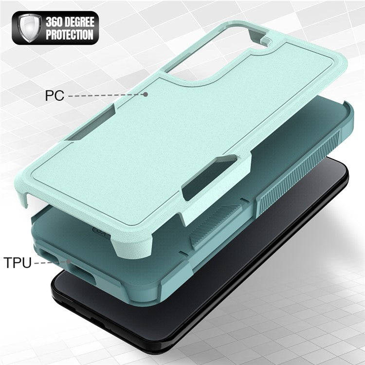 For Samsung Galaxy S22 5G Hard PC + Soft TPU Dual Layer Protection Case Anti-scratch Phone Cover - Mint Green