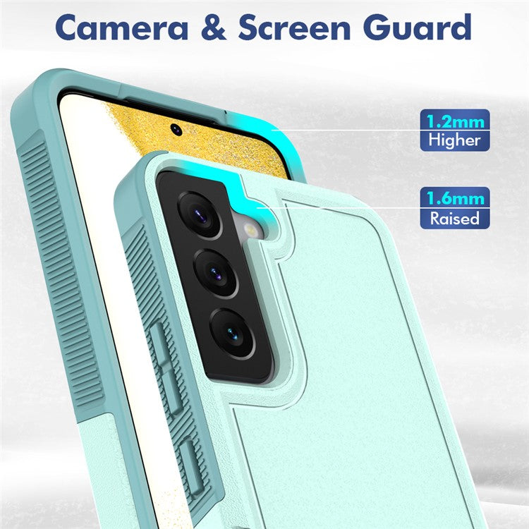 For Samsung Galaxy S22 5G Hard PC + Soft TPU Dual Layer Protection Case Anti-scratch Phone Cover - Mint Green