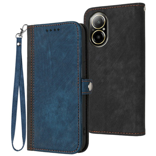 YX0020 For Realme C67 4G Case Wallet Skin-touch PU Leather Stand Phone Cover - Sapphire