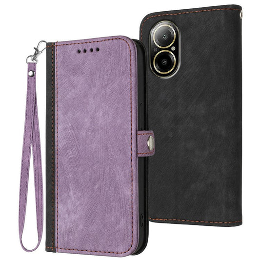 YX0020 For Realme C67 4G Case Wallet Skin-touch PU Leather Stand Phone Cover - Purple