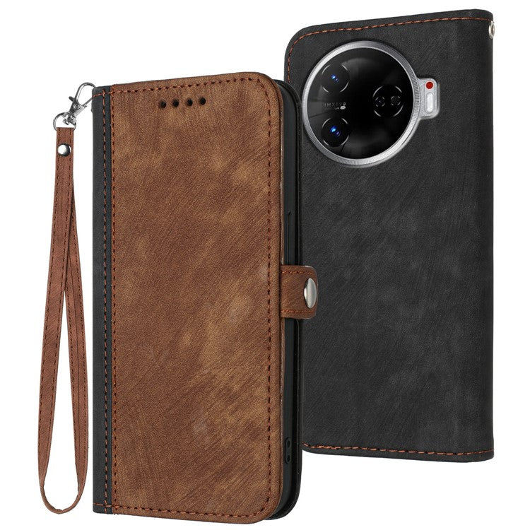 YX0020 For TECNO Camon 30 4G  /  5G Case Skin-touch PU Leather Flip Phone Cover - Coffee