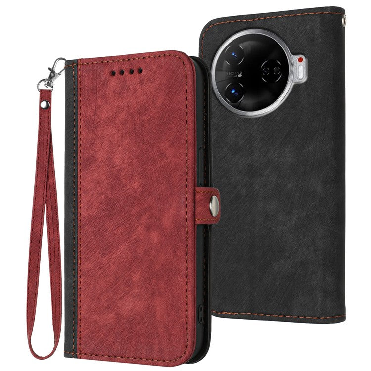 YX0020 For TECNO Camon 30 4G  /  5G Case Skin-touch PU Leather Flip Phone Cover - Red