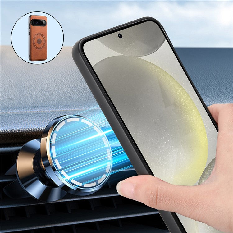 DENIOR D14 For Google Pixel 9 Pro / Pixel 9 Magnetic Case 2 in 1 Detachable Card Holder PC+TPU Phone Cover - Brown