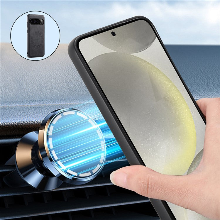 DENIOR D14 For Google Pixel 9 Pro / Pixel 9 Magnetic Case 2 in 1 Detachable Card Holder PC+TPU Phone Cover - Black