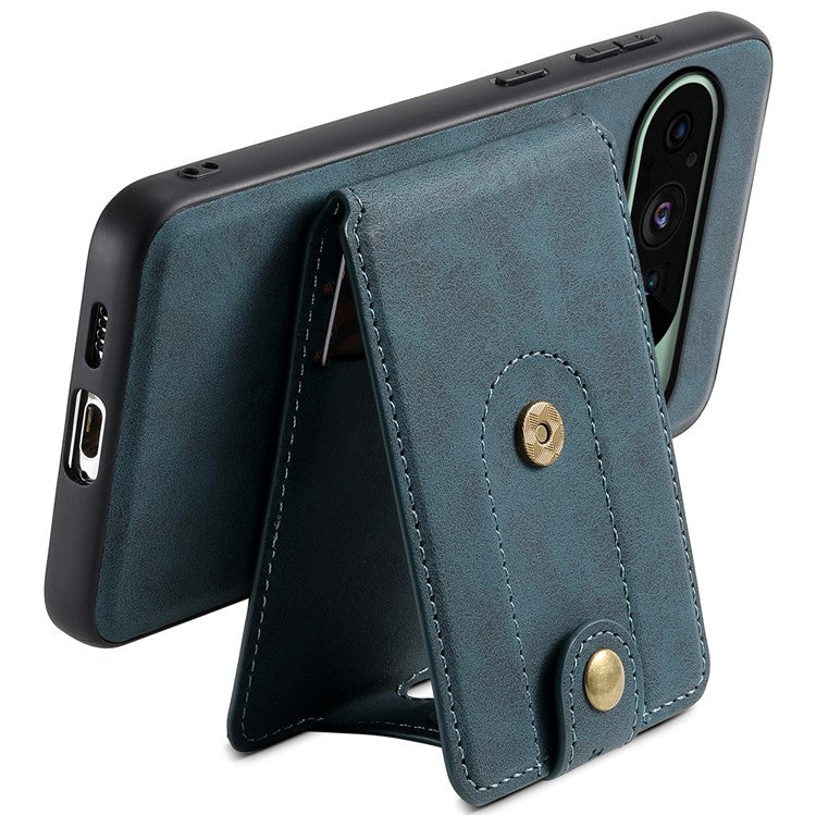 DENIOR D14 For Google Pixel 9 / 9 Pro Case Compatible with MagSafe Kickstand Card Slots Phone Cover - Blue