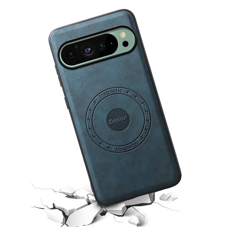 DENIOR D14 For Google Pixel 9 / 9 Pro Case Compatible with MagSafe Kickstand Card Slots Phone Cover - Blue