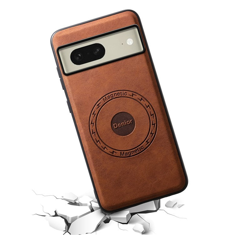 DENIOR D14 For Google Pixel 8 Case 2 in 1 Detachable PU+PC+TPU Magnetic Phone Cover - Brown