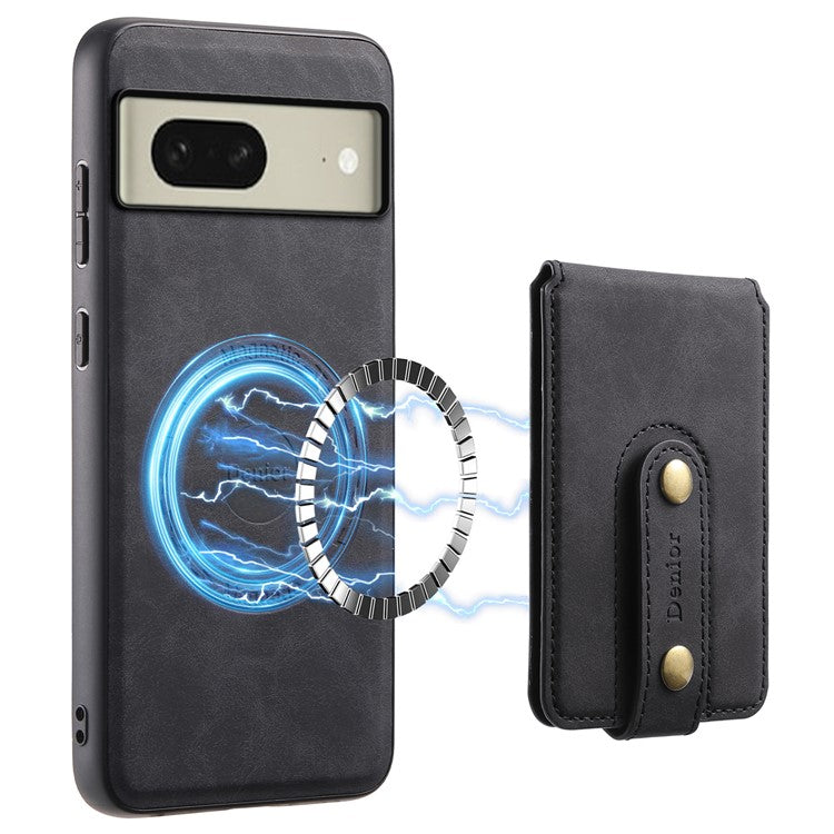 DENIOR D14 For Google Pixel 8 Case 2 in 1 Detachable PU+PC+TPU Magnetic Phone Cover - Black
