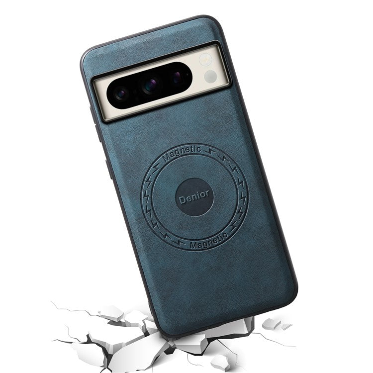 DENIOR D14 For Google Pixel 8 Pro Magnetic Case Card Bag Hybrid PC+TPU Phone Cover - Blue