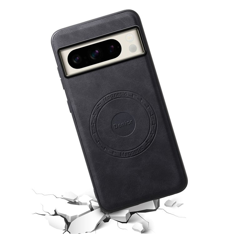 DENIOR D14 For Google Pixel 8 Pro Magnetic Case Card Bag Hybrid PC+TPU Phone Cover - Black