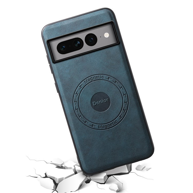 DENIOR D14 For Google Pixel 7 Pro 5G Case Compatible with MagSafe PU+PC+TPU Phone Cover - Blue