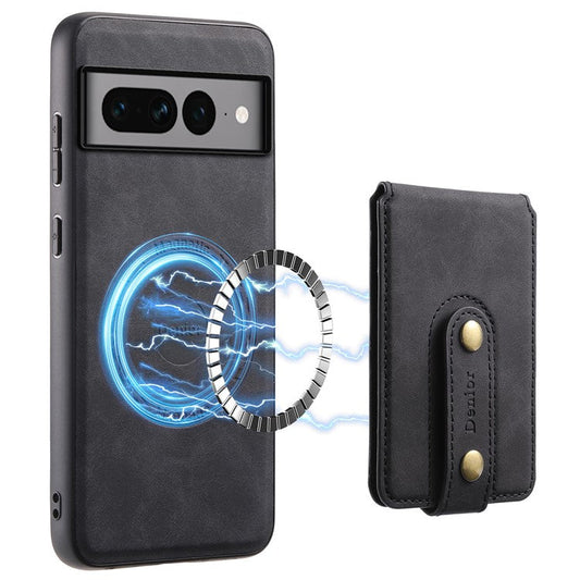 DENIOR D14 For Google Pixel 7 Pro 5G Case Compatible with MagSafe PU+PC+TPU Phone Cover - Black