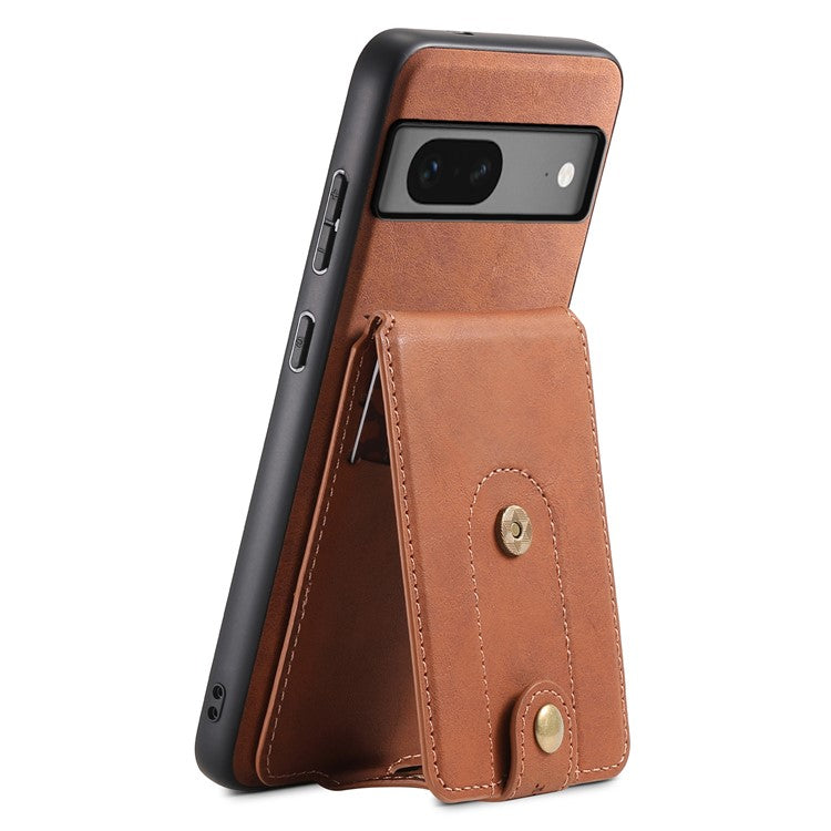 DENIOR D14 For Google Pixel 7 5G Magnetic Case 2 in 1 Detachable PU+PC+TPU Phone Cover - Brown