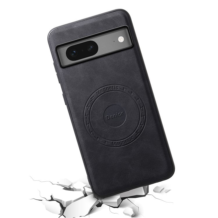 DENIOR D14 For Google Pixel 7 5G Magnetic Case 2 in 1 Detachable PU+PC+TPU Phone Cover - Black