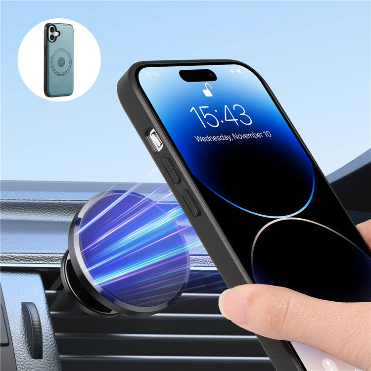 DENIOR D12 For iPhone 16 Plus Magnetic Case Hybrid TPU+PC Phone Cover - Blue