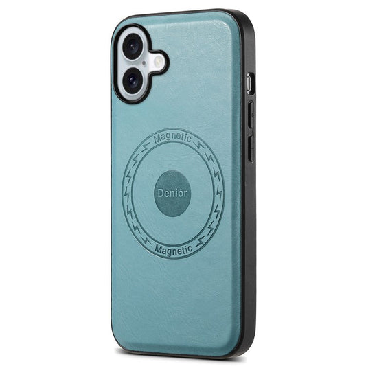 DENIOR A10 for iPhone 16 Plus Case Leather TPU PC Hybrid Phone Cover Compatible with MagSafe - Blue