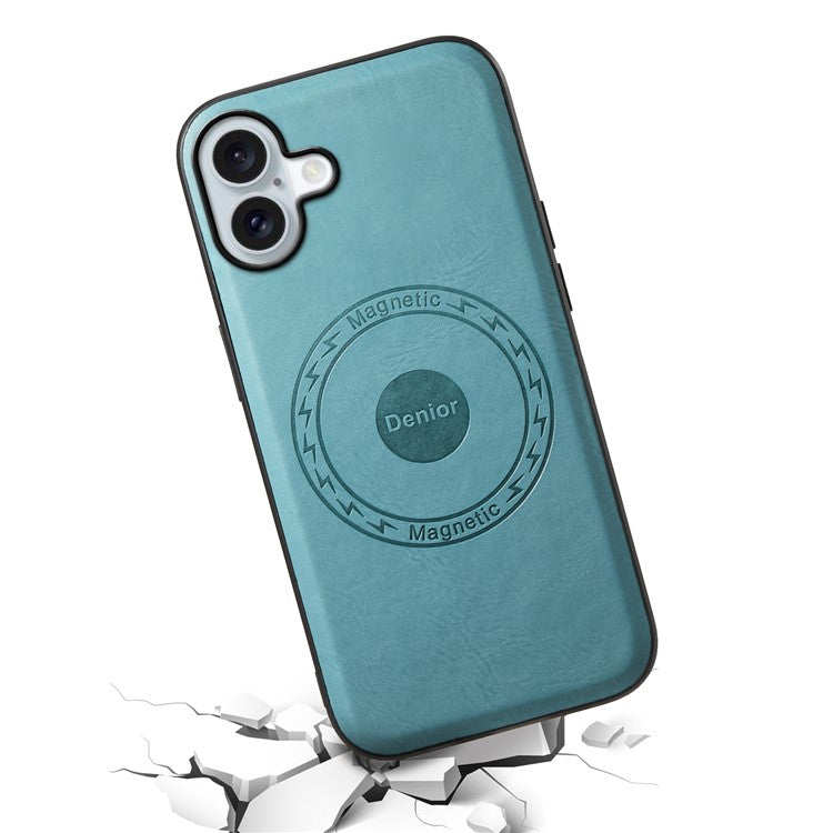 DENIOR A10 for iPhone 16 Plus Case Leather TPU PC Hybrid Phone Cover Compatible with MagSafe - Blue