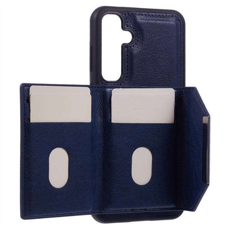 For Samsung Galaxy A14 5G / A14 4G Kickstand Case PU+TPU Phone Cover Card Holder - Sapphire