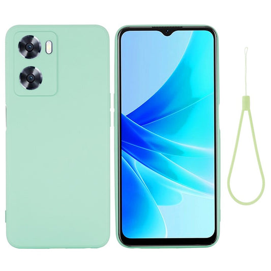 For OnePlus Nord N20 SE 4G Case Anti-Scratch Liquid Silicone Phone Cover with Hand Strap - Green