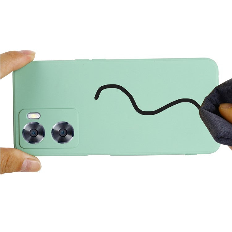 For OnePlus Nord N20 SE 4G Case Anti-Scratch Liquid Silicone Phone Cover with Hand Strap - Green
