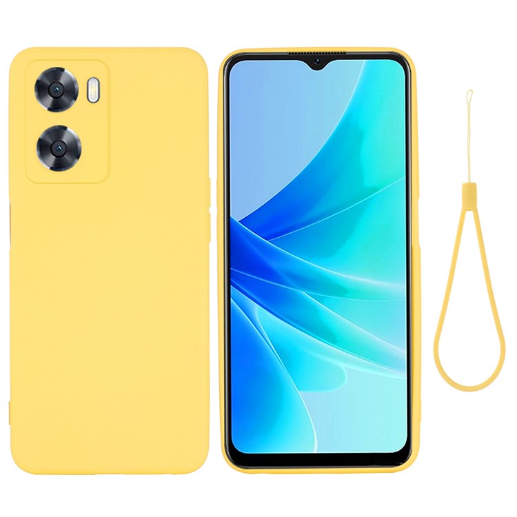 For OnePlus Nord N20 SE 4G Case Anti-Scratch Liquid Silicone Phone Cover with Hand Strap - Yellow