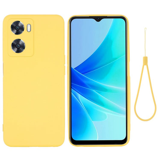 For OnePlus Nord N20 SE 4G Case Anti-Scratch Liquid Silicone Phone Cover with Hand Strap - Yellow