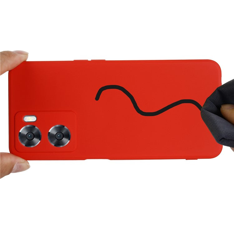 For OnePlus Nord N20 SE 4G Case Anti-Scratch Liquid Silicone Phone Cover with Hand Strap - Red