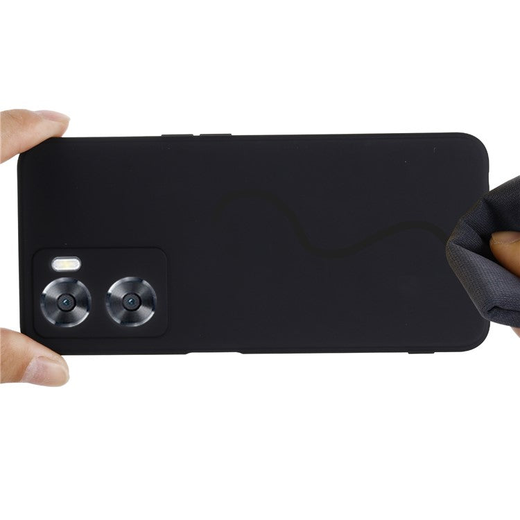 For OnePlus Nord N20 SE 4G Case Anti-Scratch Liquid Silicone Phone Cover with Hand Strap - Black