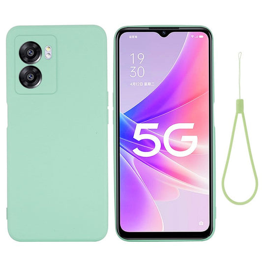 For OnePlus Nord N300 5G Case Liquid Silicone Slim Phone Cover with Wrist Strap - Green