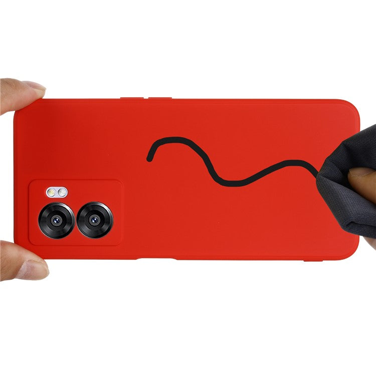 For OnePlus Nord N300 5G Case Liquid Silicone Slim Phone Cover with Wrist Strap - Red