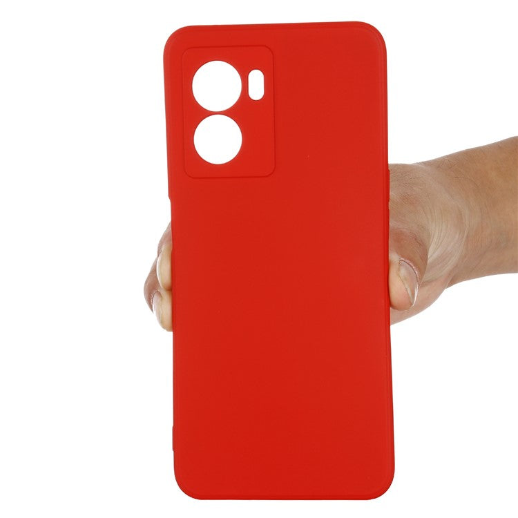 For OnePlus Nord N300 5G Case Liquid Silicone Slim Phone Cover with Wrist Strap - Red