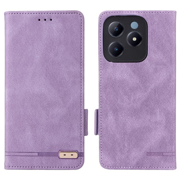 For Realme C63 4G /  C61 4G Wallet Phone Case Leather Flip Cover Hardware Decor - Purple