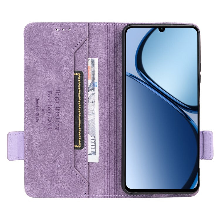 For Realme C63 4G /  C61 4G Wallet Phone Case Leather Flip Cover Hardware Decor - Purple