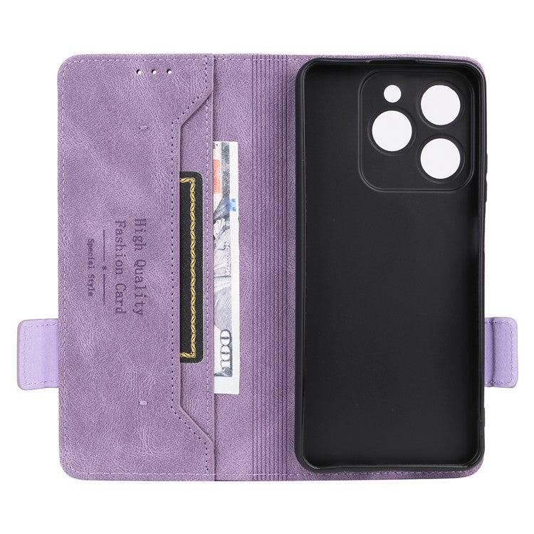 For Realme C63 4G /  C61 4G Wallet Phone Case Leather Flip Cover Hardware Decor - Purple