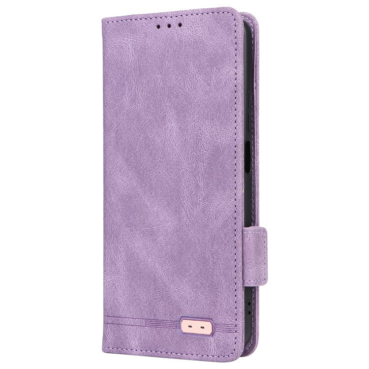For Realme C63 4G /  C61 4G Wallet Phone Case Leather Flip Cover Hardware Decor - Purple