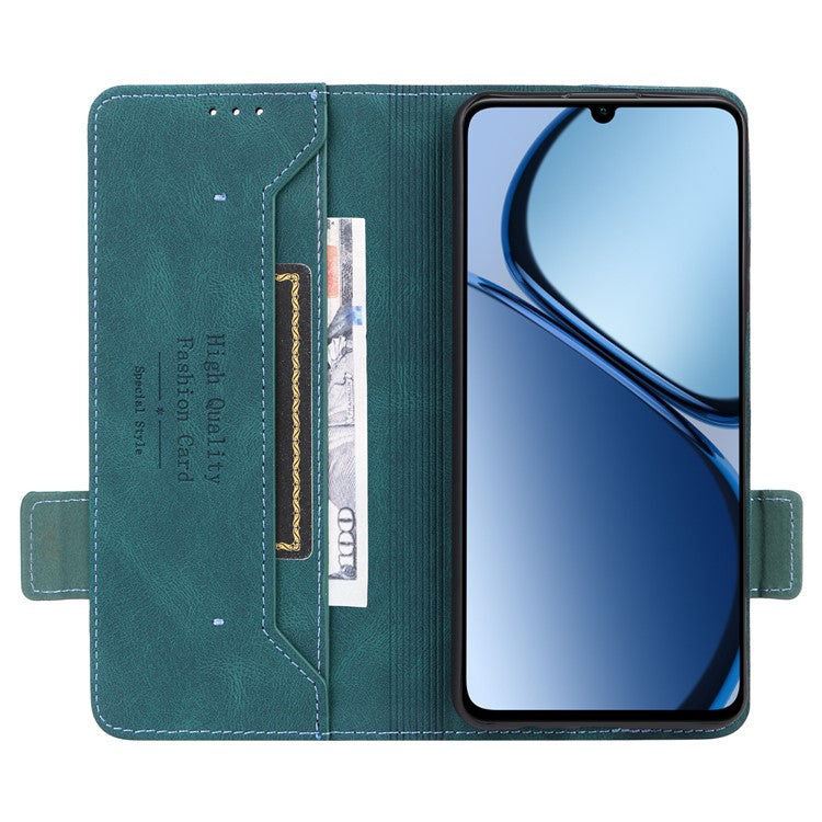 For Realme C63 4G /  C61 4G Wallet Phone Case Leather Flip Cover Hardware Decor - Blue