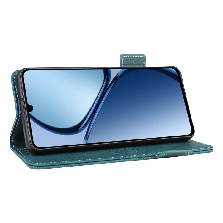 For Realme C63 4G /  C61 4G Wallet Phone Case Leather Flip Cover Hardware Decor - Blue