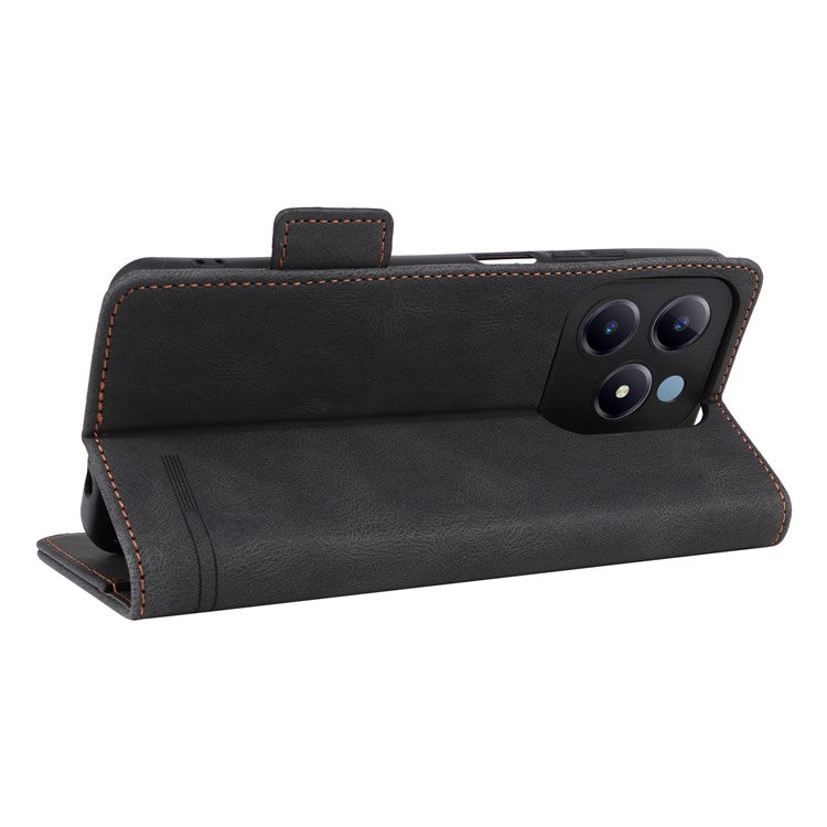 For Realme C63 4G /  C61 4G Wallet Phone Case Leather Flip Cover Hardware Decor - Black