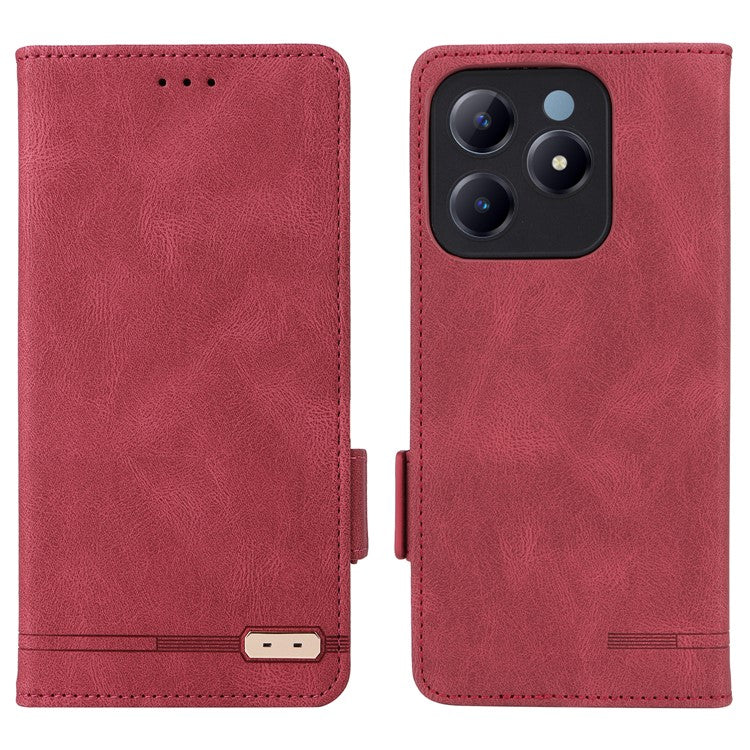 For Realme C63 4G /  C61 4G Wallet Phone Case Leather Flip Cover Hardware Decor - Rose