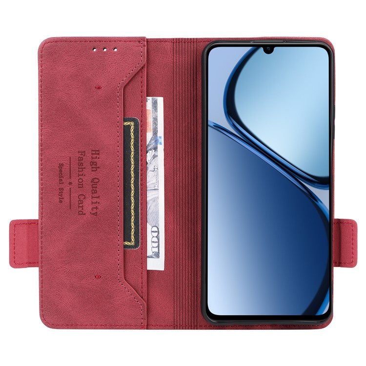 For Realme C63 4G /  C61 4G Wallet Phone Case Leather Flip Cover Hardware Decor - Rose