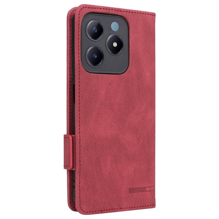 For Realme C63 4G /  C61 4G Wallet Phone Case Leather Flip Cover Hardware Decor - Rose