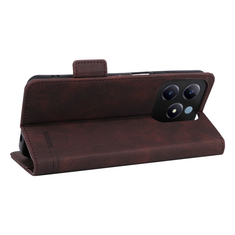 For Realme C63 4G /  C61 4G Wallet Phone Case Leather Flip Cover Hardware Decor - Coffee