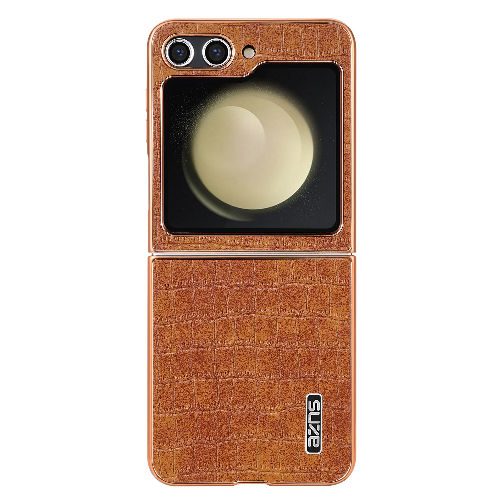 AZNS For Samsung Galaxy Z Flip6 5G Case Crocodile Pattern PU Leather Phone Cover - Brown